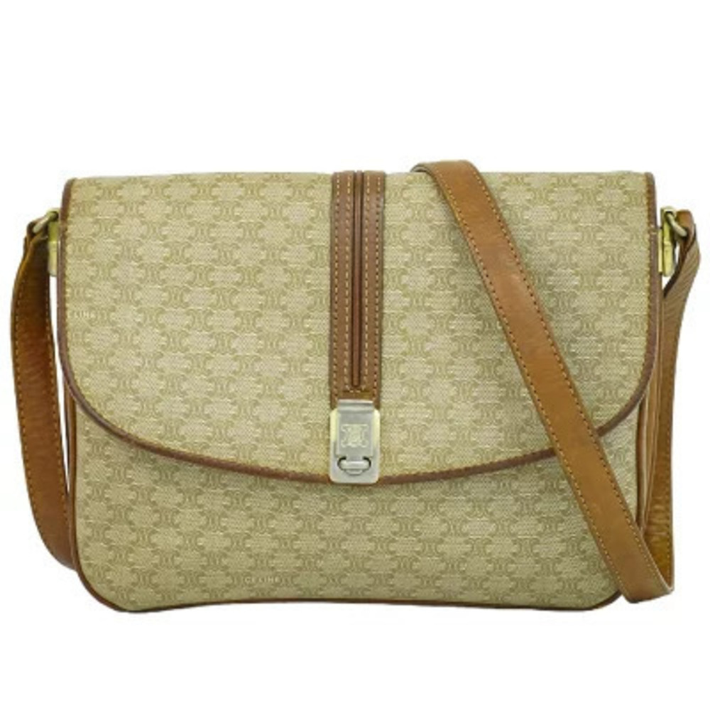 Celine Macadam Shoulder Bag Beige Tan